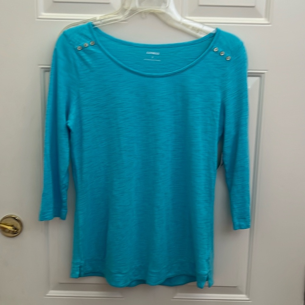 Express Women’s Aqua Colored Long Sleeve Tee.  Large. NWT